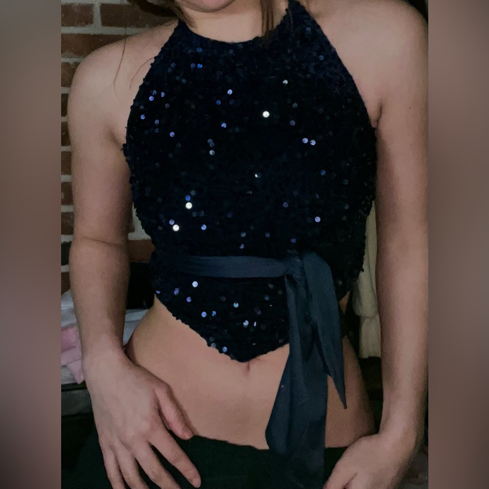 Altar’d State Sequin Tie Halter Top